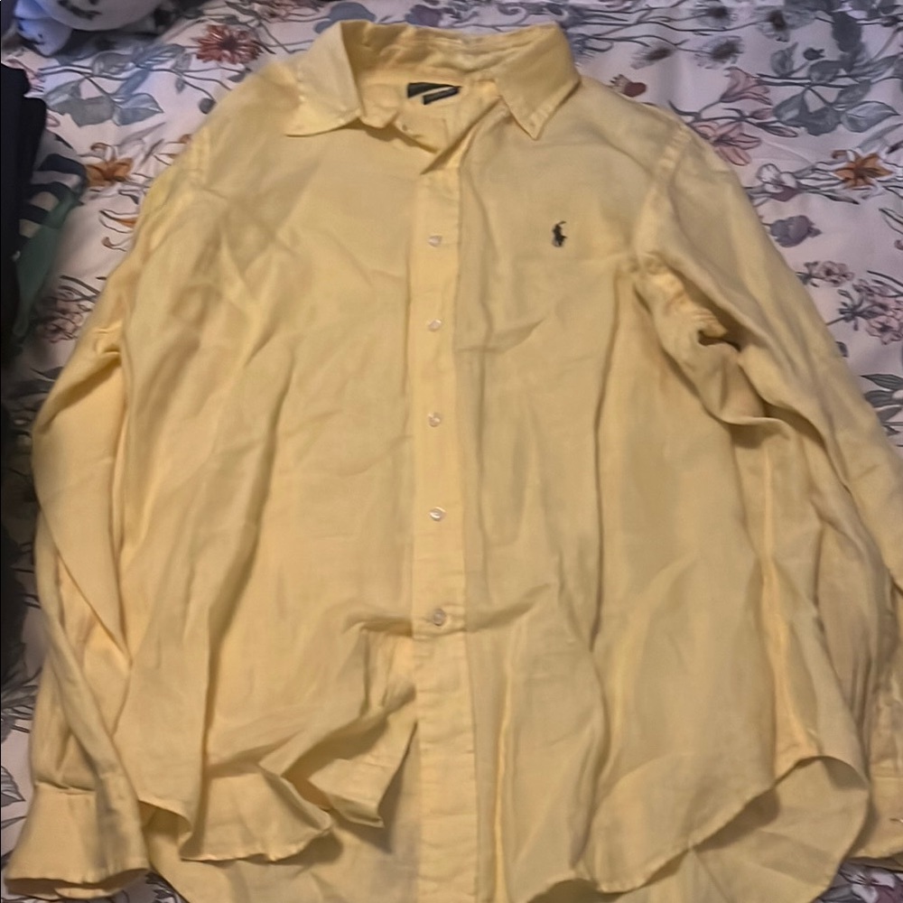 Yellow Polo by Ralph Lauren Men's Shirt
